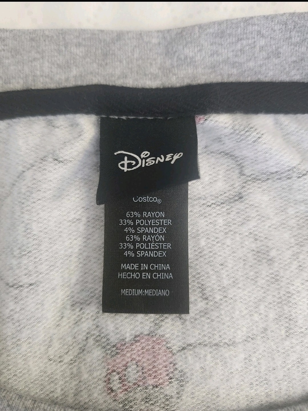 Disney Gray Mickey Mouse Allover Print Long-Sleeve Tee with Red Accents, Size M - Picture 4 of 4